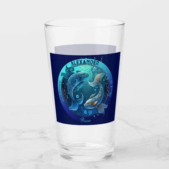 Pisces Zodiac individuell anpassbares Bier Glas (Vorderseite)