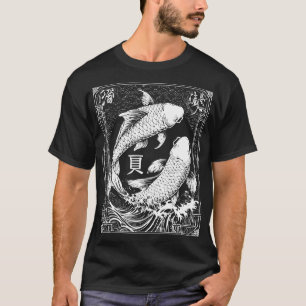 Pisces Zodiac japanische Kunst   Dual Koi Fish Eas T-Shirt