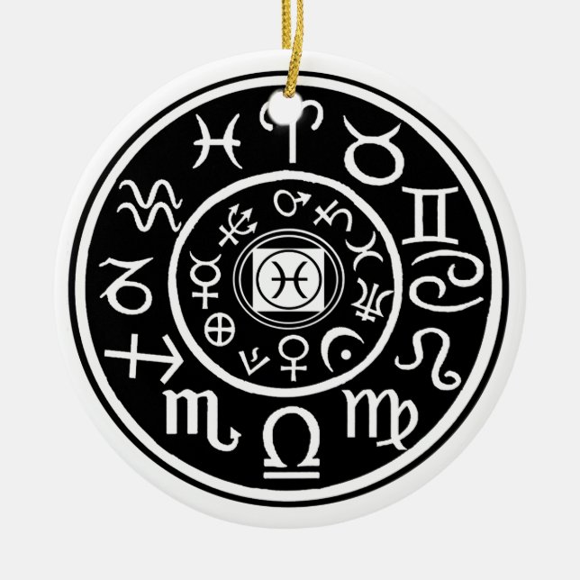 Pisces - Zodiac-Konstellation und Planetendesign Keramikornament (Vorne)