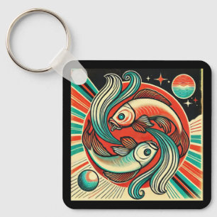 Pisces Zodiac Metal Schlüsselanhänger Retro Design