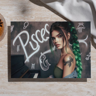 Pisces Zodiac Musician Piano Decoupage Seidenpapier