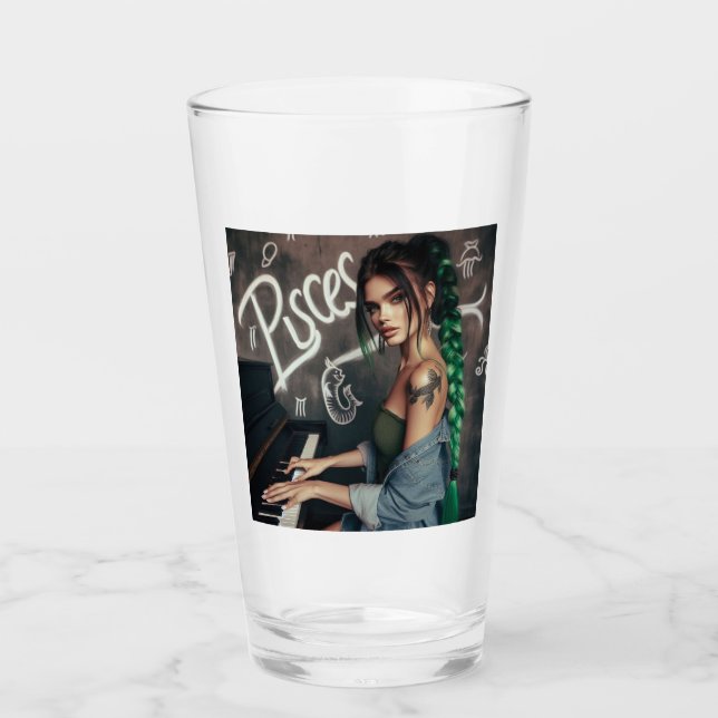 Pisces Zodiac Musician Piano Glas (Vorderseite)