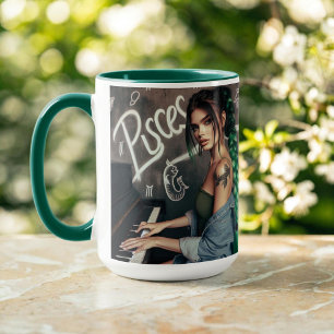 Pisces Zodiac Musician Piano Tasse