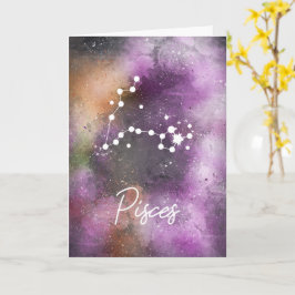 Pisces Zodiac Purple Galaxy Karte