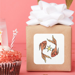 Pisces Zodiac Quadratischer Aufkleber