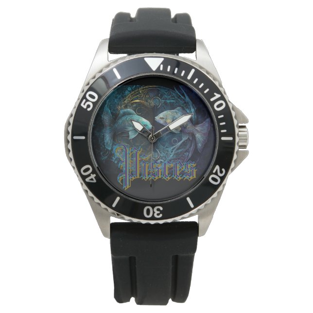 Pisces Zodiac Sign Armbanduhr (Vorderseite)