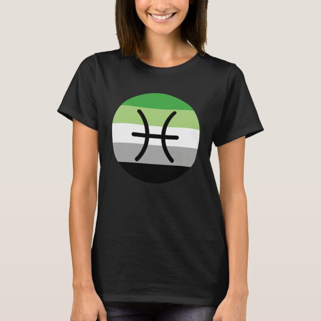 Pisces Zodiac Sign Aromantic Pride LGBTQ Aro Pride T-Shirt (Vorderseite)