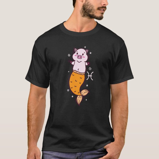 Pisces Zodiac Sign as a Piggy Horoscope T-Shirt (Vorderseite)