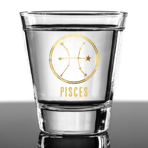 Pisces Zodiac Sign Astrologie Horoskop Gold Schnapsglas