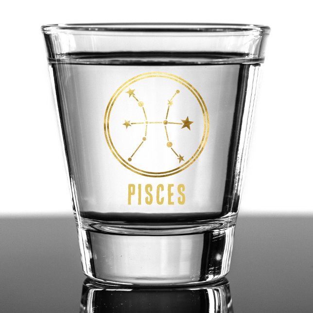 Pisces Zodiac Sign Astrologie Horoskop Gold Schnapsglas (gold pisces zodiac sign shot glass)