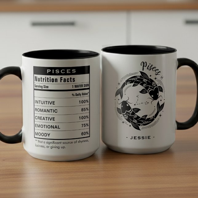 Pisces Zodiac Sign Astrology Nutrition Facts Tasse (Pisces Zodiac Sign Astrology Nutrition Facts Mug
)