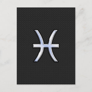 Pisces Zodiac Sign auf Black Snake Skin Decke Postkarte