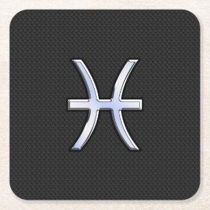 Pisces Zodiac Sign auf Black Snake Skin Decke Rechteckiger Pappuntersetzer