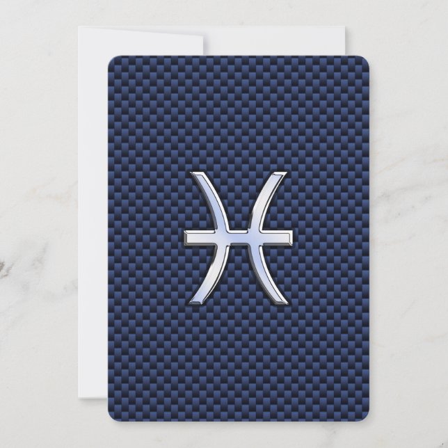 Pisces Zodiac Sign auf Blue Carbon Fibre Print (Vorderseite)
