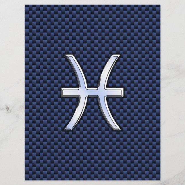 Pisces Zodiac Sign auf Blue Carbon Fibre Print Flyer (Vorne)