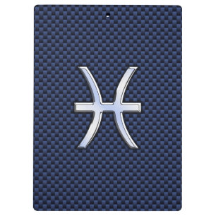 Pisces Zodiac Sign auf Blue Carbon Fibre Print Klemmbrett