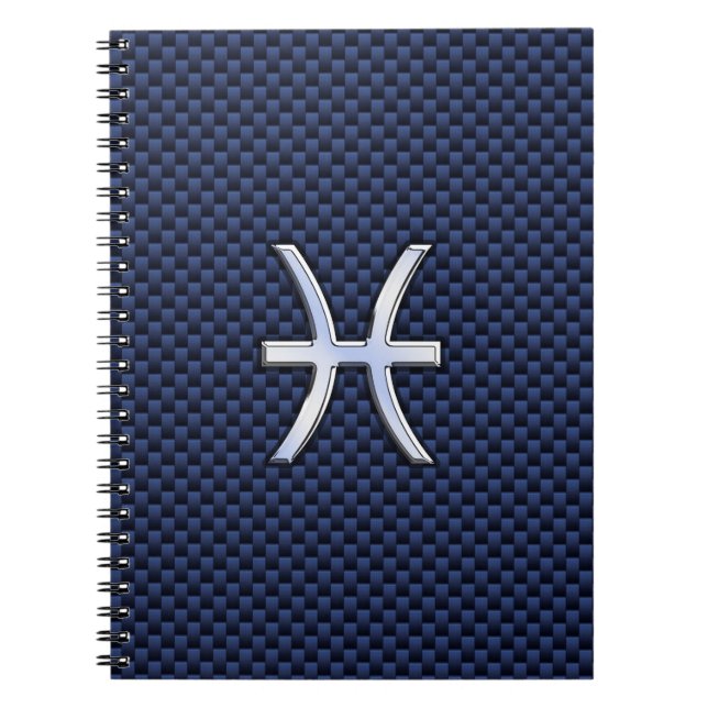 Pisces Zodiac Sign auf Blue Carbon Fibre Print Notizblock (Vorderseite)