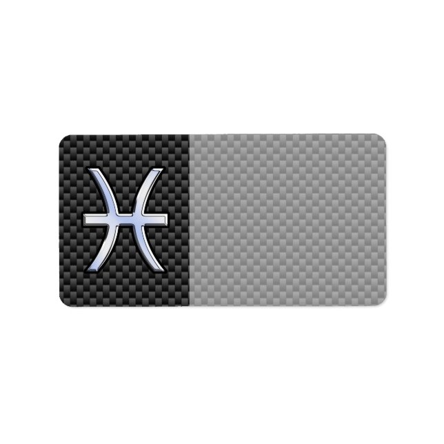 Pisces Zodiac Sign auf Carbon Fibre Print Adressaufkleber (Vorne)