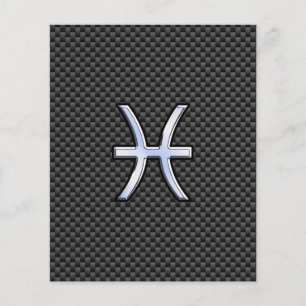 Pisces Zodiac Sign auf Carbon Fibre Print Flyer