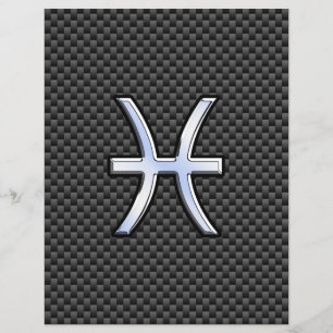 Pisces Zodiac Sign auf Carbon Fibre Print Flyer