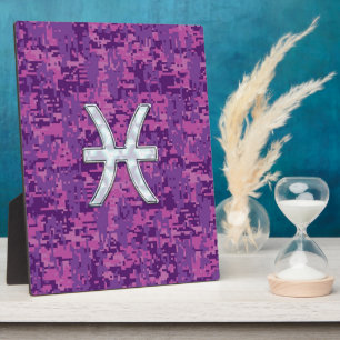 Pisces Zodiac Sign auf Fuchsia Digital Camouflage Fotoplatte
