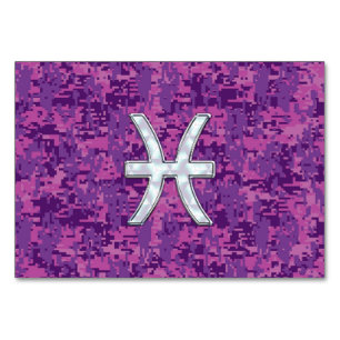 Pisces Zodiac Sign auf Fuchsia Digital Camouflage Tischnummer