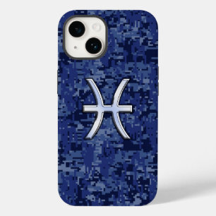 Pisces Zodiac Sign auf Navy Blue Camouflage Case-Mate iPhone 14 Hülle