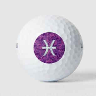 Pisces Zodiac Sign auf Pink Digital Camouflage Golfball