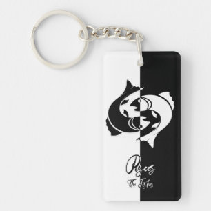 Pisces Zodiac Sign, Black & White Schlüsselanhänge Schlüsselanhänger