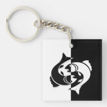 Pisces Zodiac Sign, Black & White Schlüsselanhänge