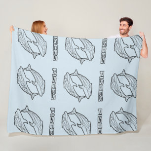 Pisces Zodiac Sign Blanket (transparent) Fleecedecke