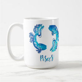 Pisces zodiac sign bright light blue glitter fish kaffeetasse