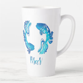 Pisces zodiac sign bright light blue glitter fish milchtasse