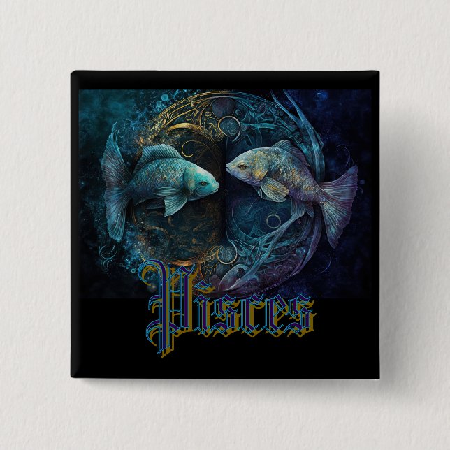 Pisces Zodiac Sign Button (Vorderseite)