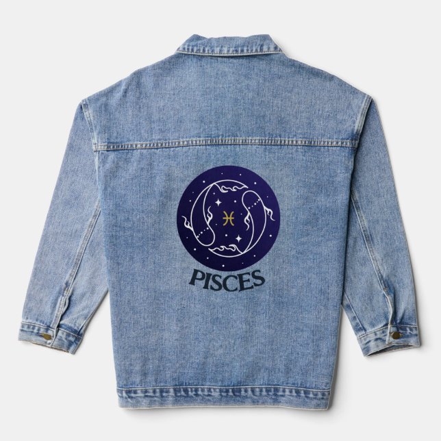 Pisces Zodiac Sign Design Denim Jacket Jeansjacke (Rückseite)