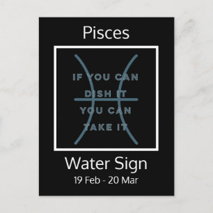 Pisces Zodiac Sign Fusion Zitat in Blau und Weiß Postkarte