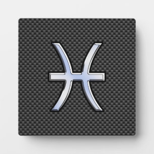 Pisces Zodiac Sign im Carbon Fiber Style Fotoplatte