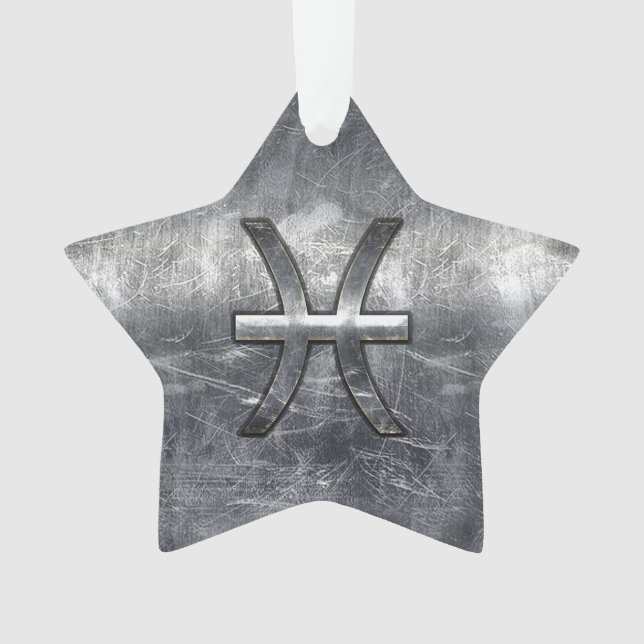 Pisces Zodiac Sign im Grunge-Stil Ornament (Vorderseite)