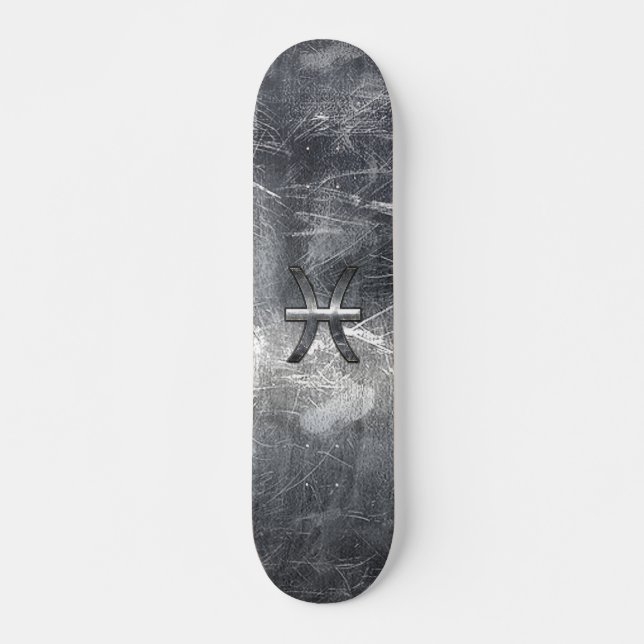 Pisces Zodiac Sign im Grunge-Stil Skateboard (Vorne)