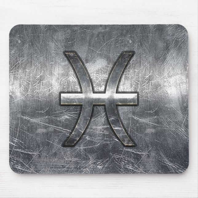 Pisces Zodiac Sign in Grunge-Stahl-Dekoration Mousepad (Vorne)