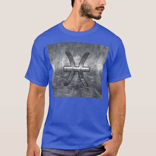 Pisces Zodiac Sign in Grunge-Stahl-Dekoration T-Shirt (Vorderseite)
