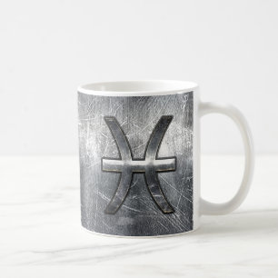Pisces Zodiac Sign in Grunge-Stahl-Dekoration Tasse