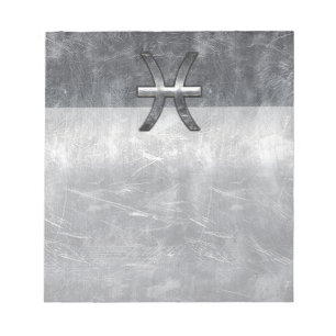 Pisces Zodiac Sign in Grunge-Stahlindustrie Druck Notizblock