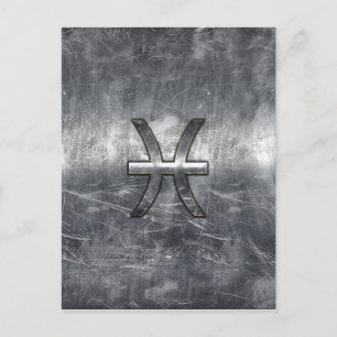 Pisces Zodiac Sign in Grunge-Stahlindustrie Druck Postkarte