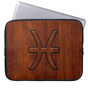 Pisces Zodiac Sign in Mahogany Holzdekor Laptopschutzhülle