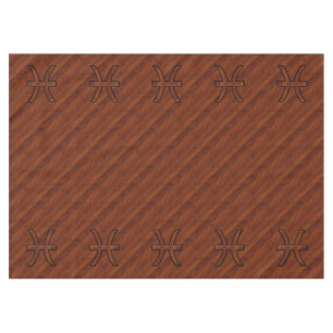 Pisces Zodiac Sign in Mahogany Wood Decor Tischdecke