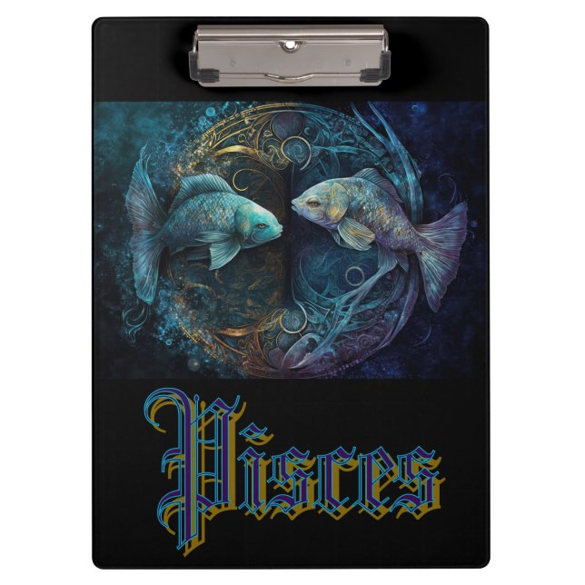 Pisces Zodiac Sign Klemmbrett (Vorderseite)