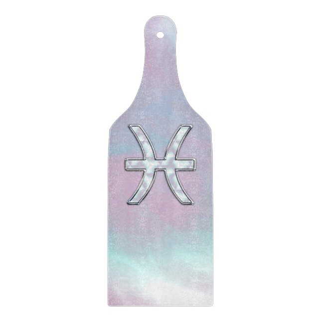 Pisces Zodiac Sign Mother Pearl Style Schneidebrett (Vorderseite)