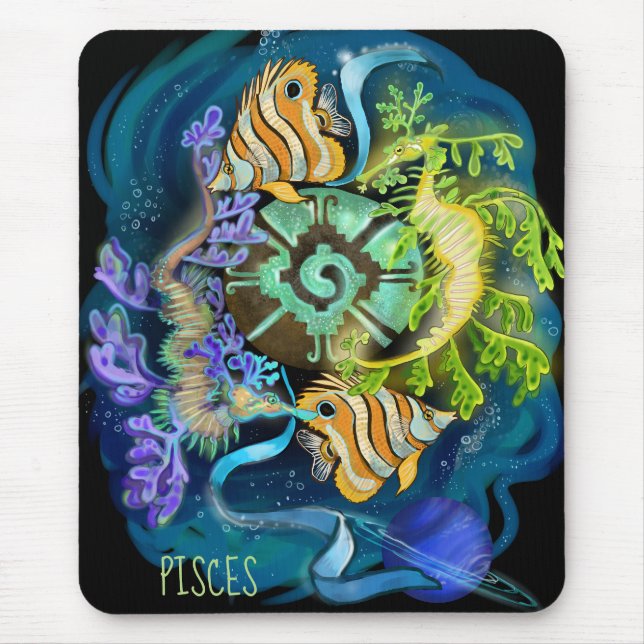 Pisces Zodiac Sign Mousepad (Vorne)