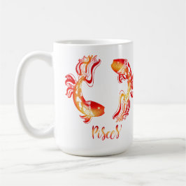 Pisces zodiac sign red orange glitter fish kaffeetasse